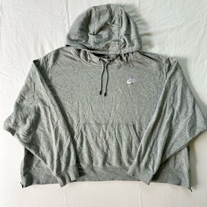 Nike Essentials Gray Side-Zip Cropped Hoodie Women's Size 3XL Pre-Owned